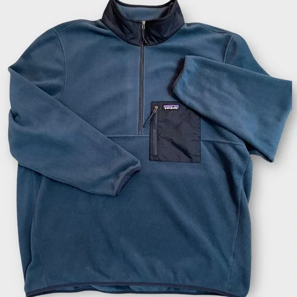 Patagonia Microdini Half Zip Pullover Fleece Jacket Blue Men's Size‎ XXL Outdoor